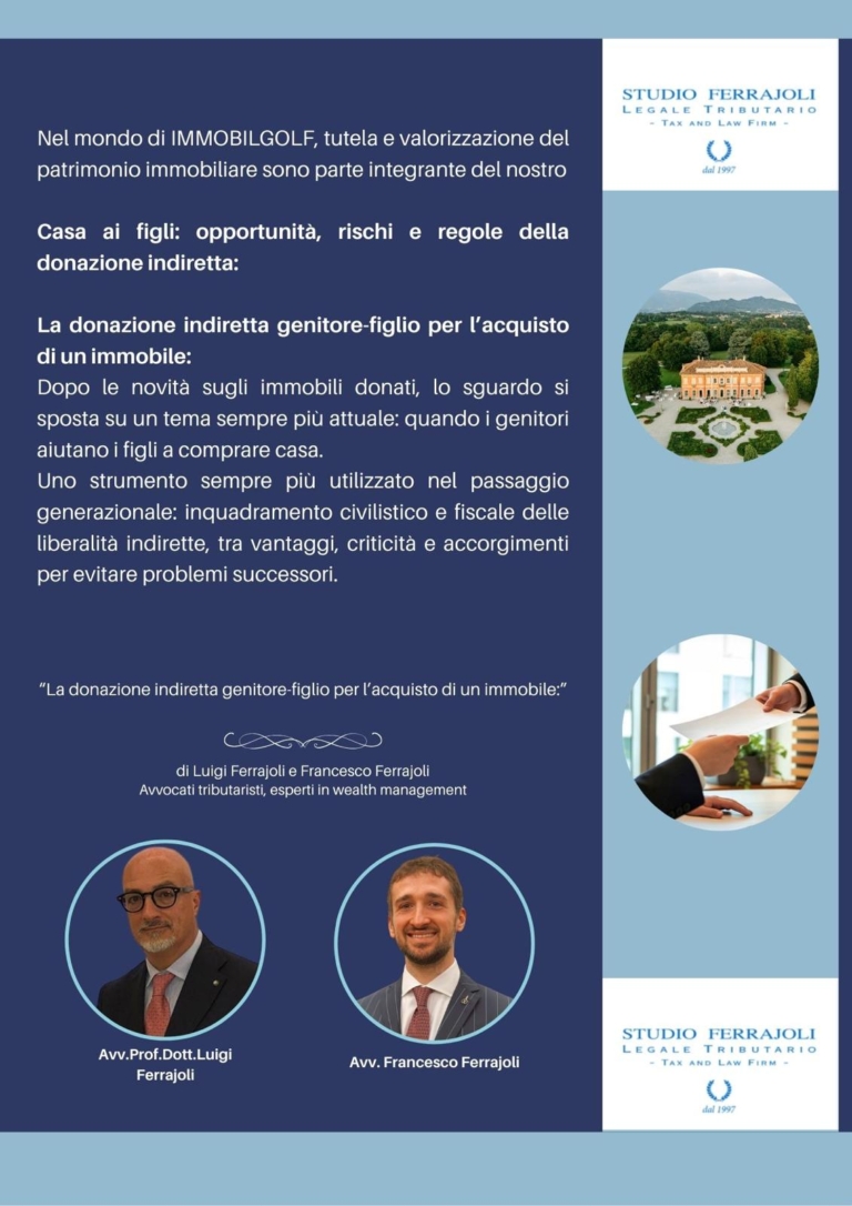 La donazione indiretta genitore-figlio per l’acquisto di un immobile